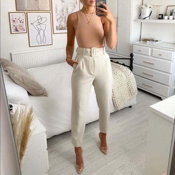 high waisted belted pants